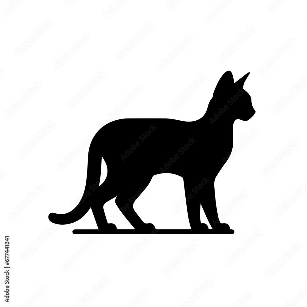 Abyssinian Cat Logo Monochrome Design Style