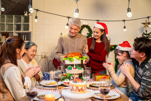 Asian family s Christmas celebration in their home