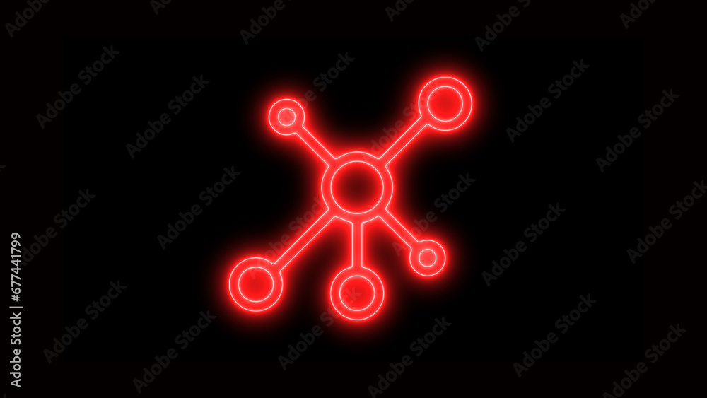 neon glowing mobile, computer, tower network icon on black background. neon glowing mobile, computer, tower network icon on black background.