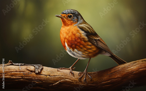 cute robin bird on natural environment