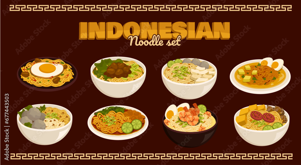 Indonesian Noodle Illustration Set