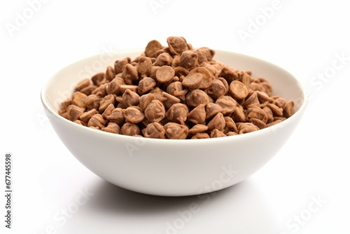 Selective focus on white background isolated Chocolatte cereal