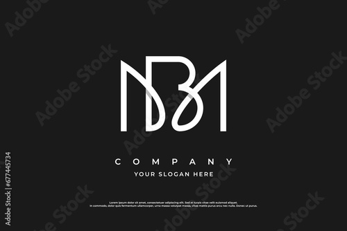 nitial Letter BM Logo or MB Monogram Logo Design Vector