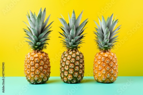 Tropical Delight Fresh Pineapples Pop on Vibrant Background