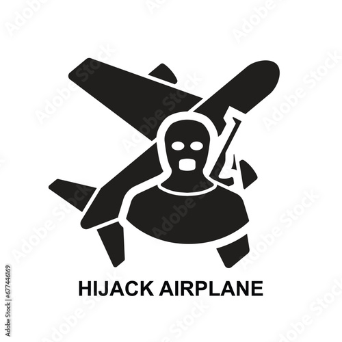 Hijack air plane icon. Hijacker terrorist plane isolated on background vector illustration.