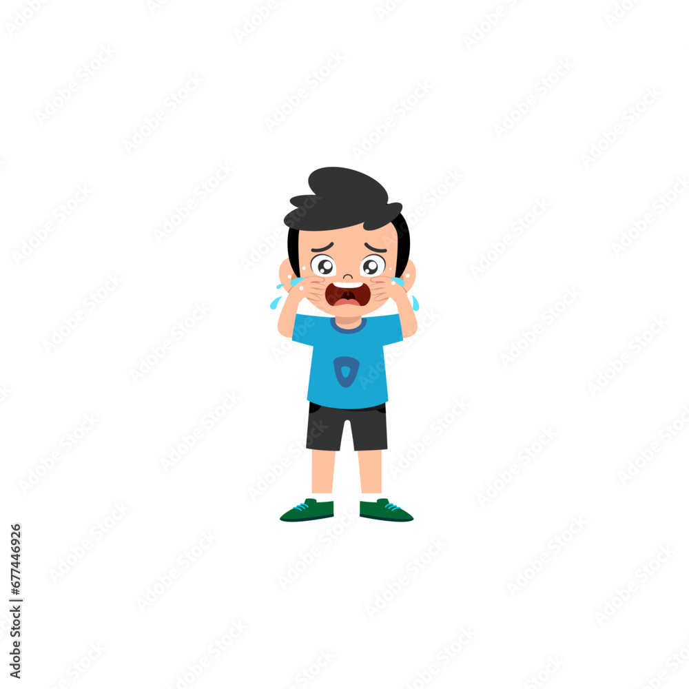 crying child pose in blue shirt vector digital image crying child pose in blue shirt vector digital image