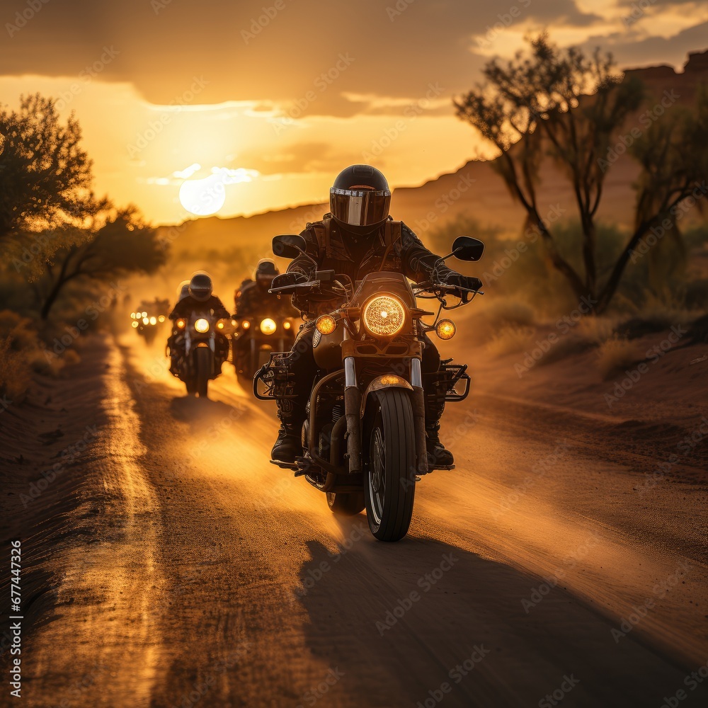 sunset on the motorcycle