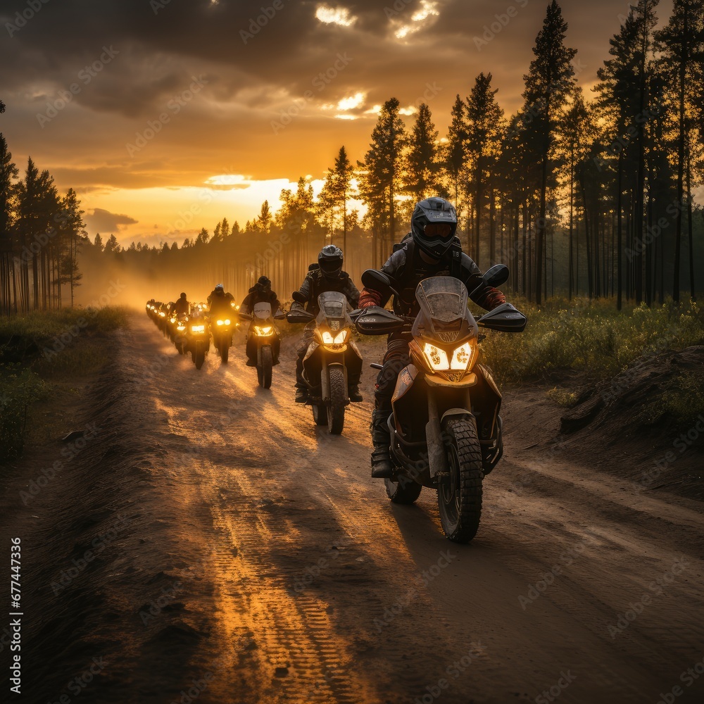 sunset on the motorcycle
