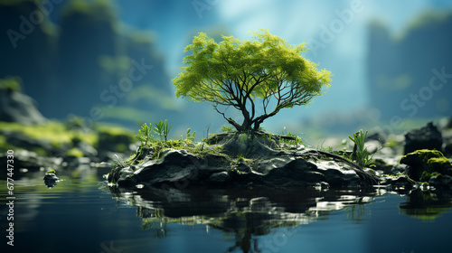 tree in water HD 8K wallpaper Stock Photographic Image 