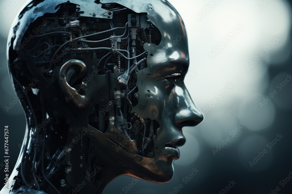 a metal head with a metal face a metal head with a metal face