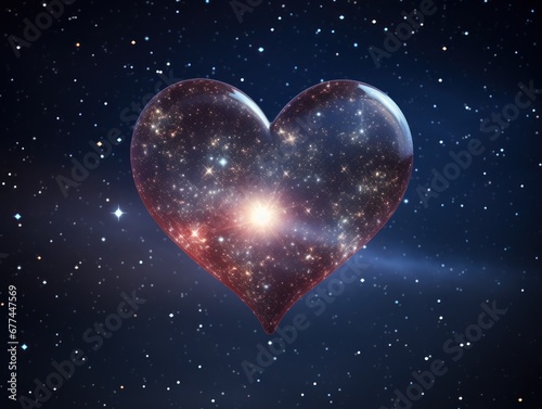 a heart shaped bubble with stars in the background