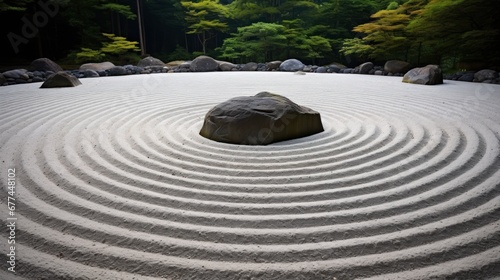 a rock in a circular pattern in sand