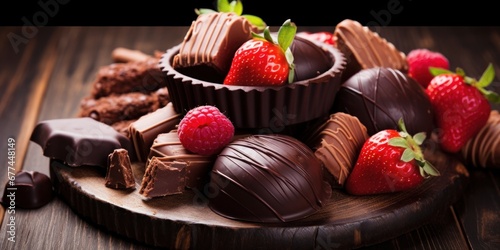 Fotografie a plate of chocolates and strawberries