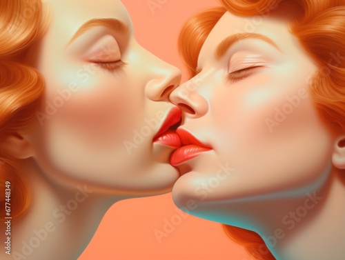 a couple of women kissing