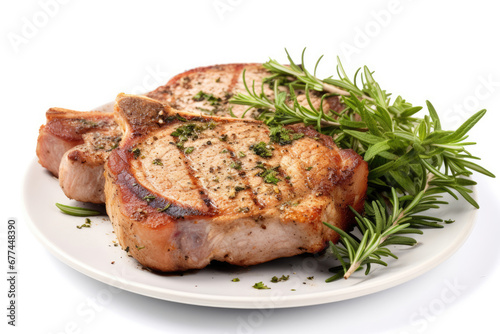 Pork chops on white background