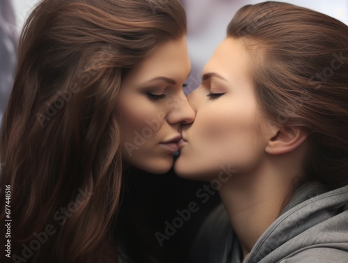 two women kissing each other
