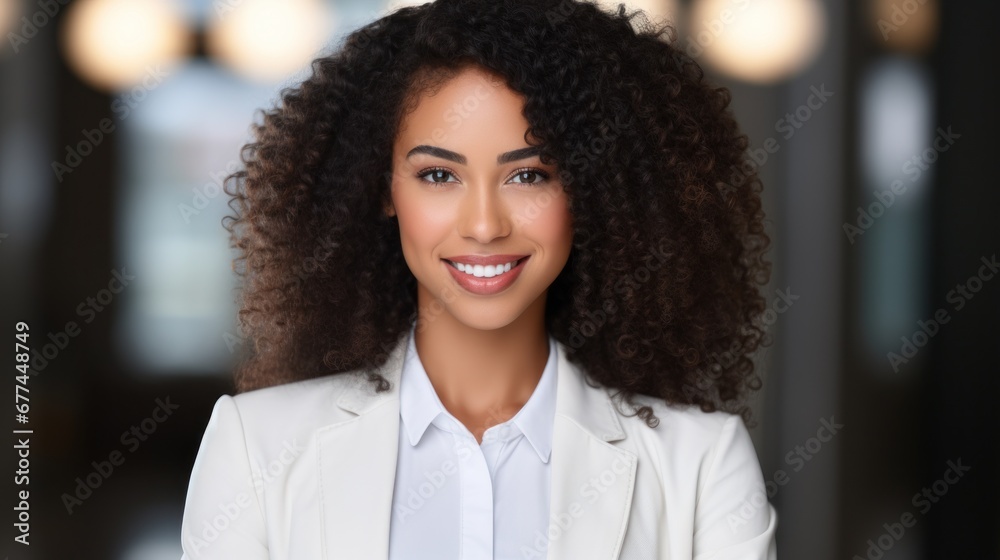 a woman with curly hair wearing a white suit a woman with curly hair wearing a white suit