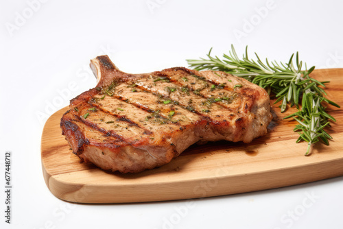 Pork chops on white background