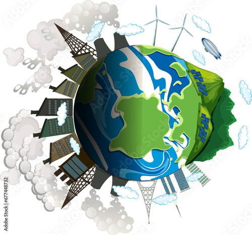 Isolated Earth Sphere: Beautiful Weather vs. Polluted Environment