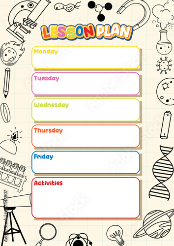 Weekly Lesson Plan Template for Monday to Friday