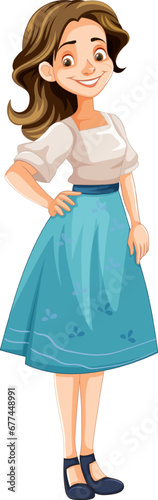 Beautiful European Woman Cartoon Character Illustration