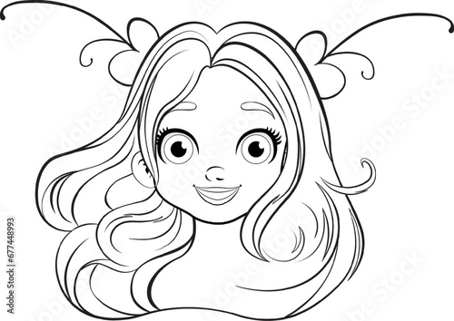 Smiling Fairy Cartoon with Long Hair