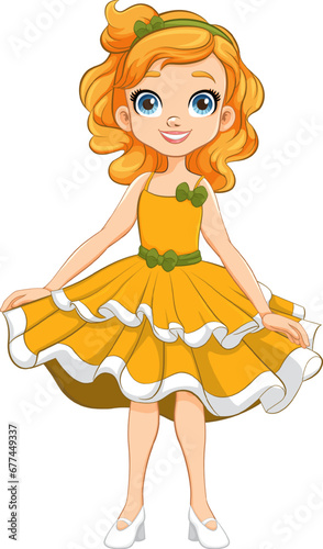 Party Princess: A Vector Cartoon Character in a Girl's Dress
