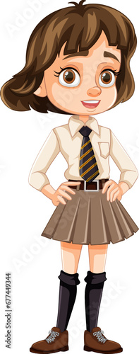 Smiling Teen Girl with Beautiful Brown Short Hair