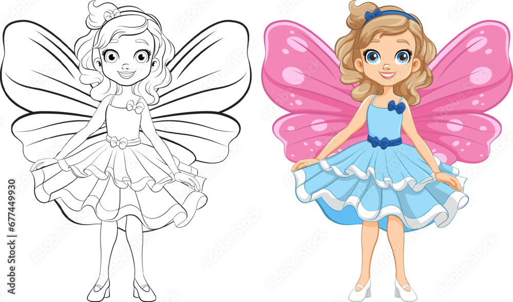 Fairy Princess Cartoon Character in Party Dress Fairy Princess Cartoon Character in Party Dress