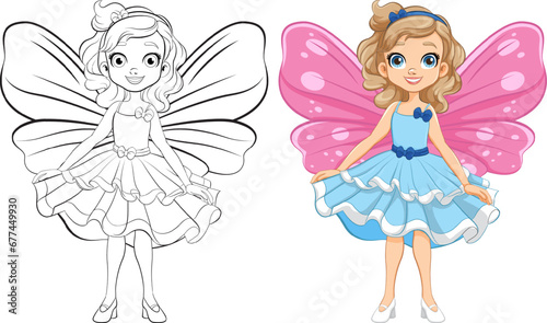 Fairy Princess Cartoon Character in Party Dress