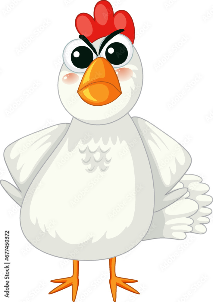 Fototapeta premium Angry Chicken Cartoon Character Standing in Vector Illustration