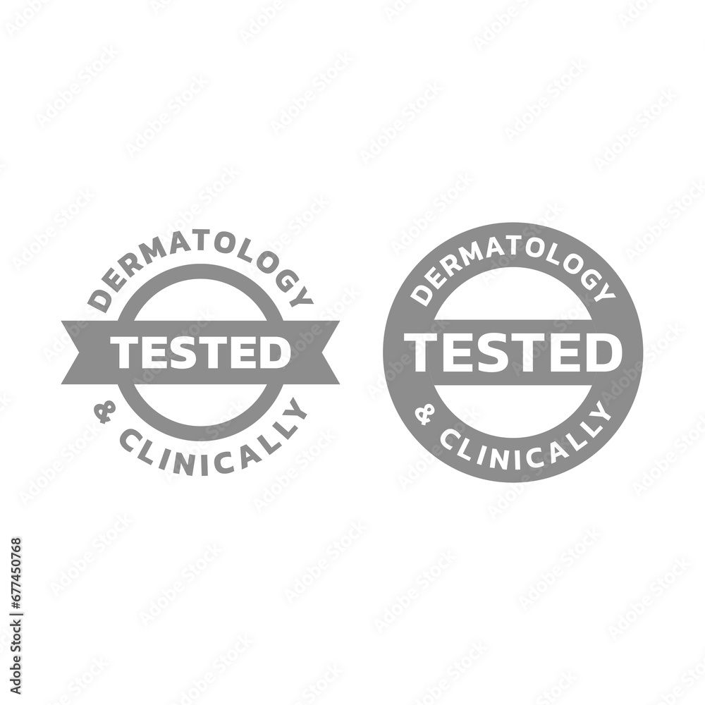 Dermatology and clinically tested vector label. Dermatologically proven or approved icon.