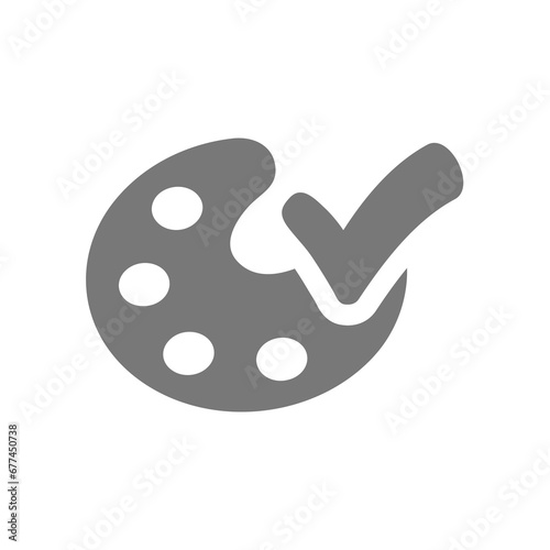 Color palette and checkmark vector icon. Color resistant or protection symbol.