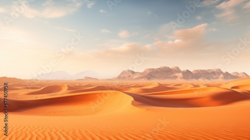a desert with sand dunes and mountains © sam