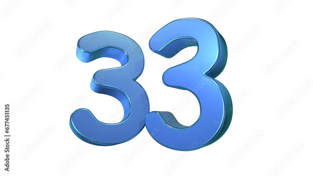 Obraz premium Clean blue 3d number 33