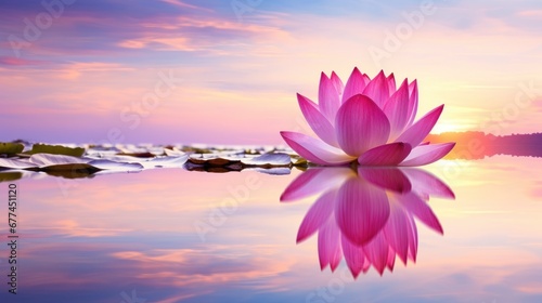 a pink flower on the water