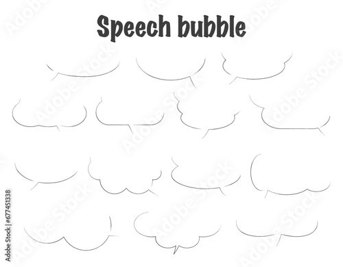 シンプルな手書きの吹き出しのセット/黒