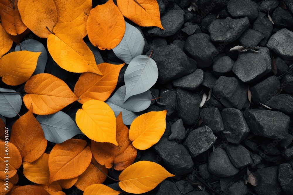 orange and grey leaves on rocks orange and grey leaves on rocks