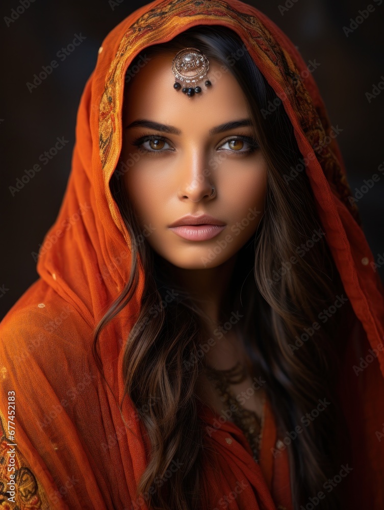 a woman with a head scarf