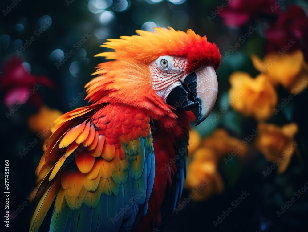 a colorful parrot with a white beak