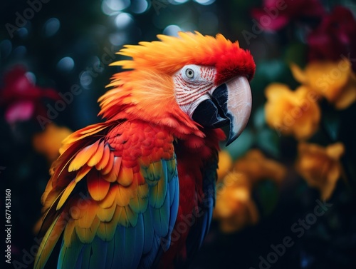 a colorful parrot with a white beak © sam