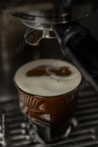 Pulling a shot of Espresso into a Glass