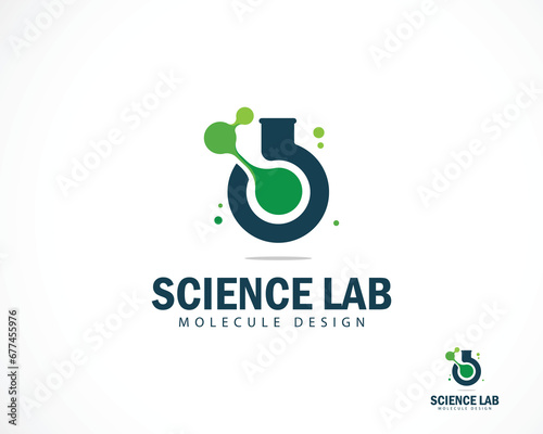 science lab logo creative molecule design concept biology