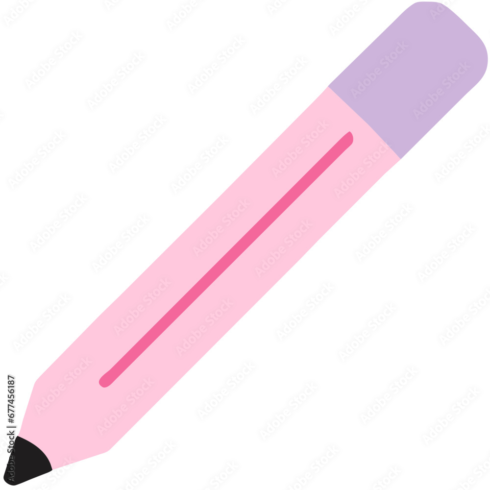 a simple pencil with eraser, used for writing or drawing. a simple pencil with eraser, used for writing or drawing.