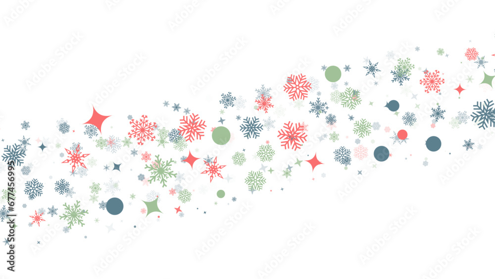 White winter background with Snowflakes. Christmas background for greeting card. Xmas ornament or design. Vector illustration.