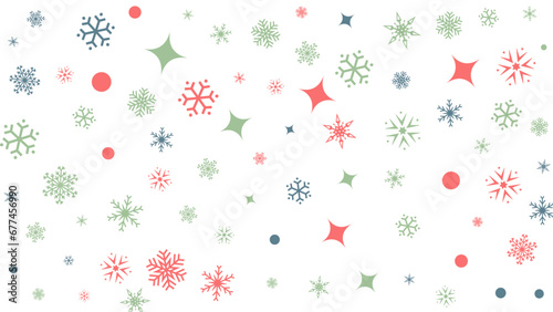White winter background with Snowflakes. Christmas background for greeting card. Xmas ornament or design. Vector illustration.