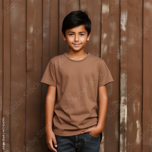 Asian boy wearing empty blank tshirt for mockup