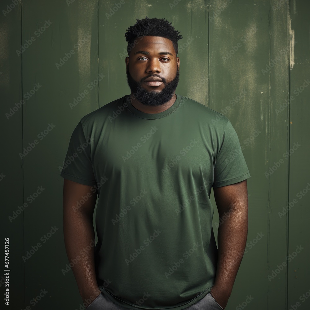 A big man wearing blank t-shirt for mockup A big man wearing blank t-shirt for mockup