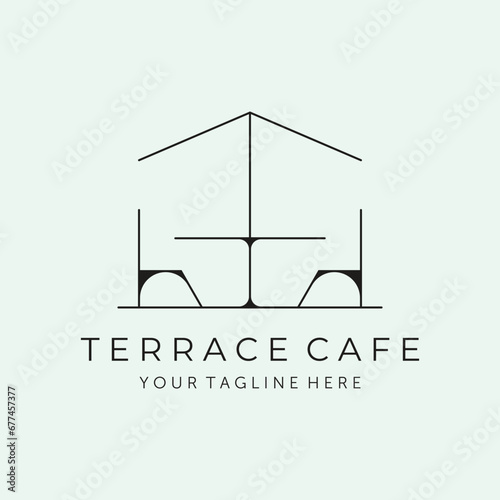 terrace cafe line art logo vector minimalist illustration design