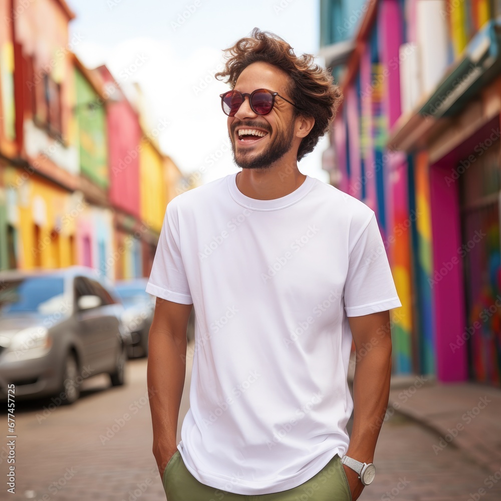 A cool Indian man wearing empty blank tshirt A cool Indian man wearing empty blank tshirt